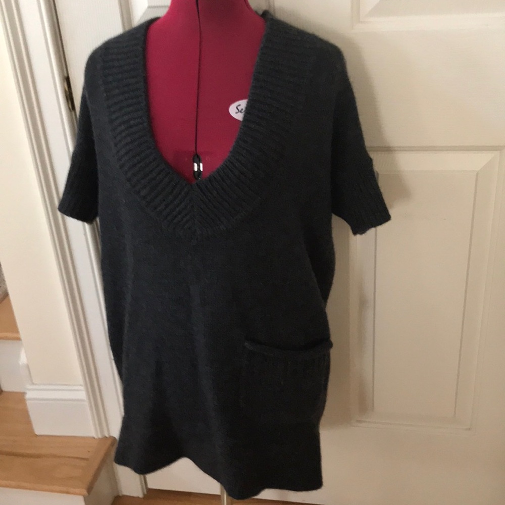Dark gray WORTH 100% thick luxurious cashmere tunic top